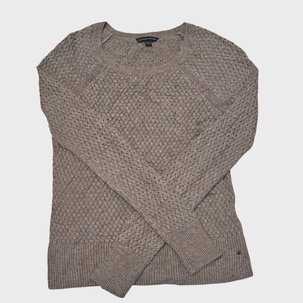 American Eagle Outfitters Live Your Life Knit Gray Sweater Top Logo Small AEO
